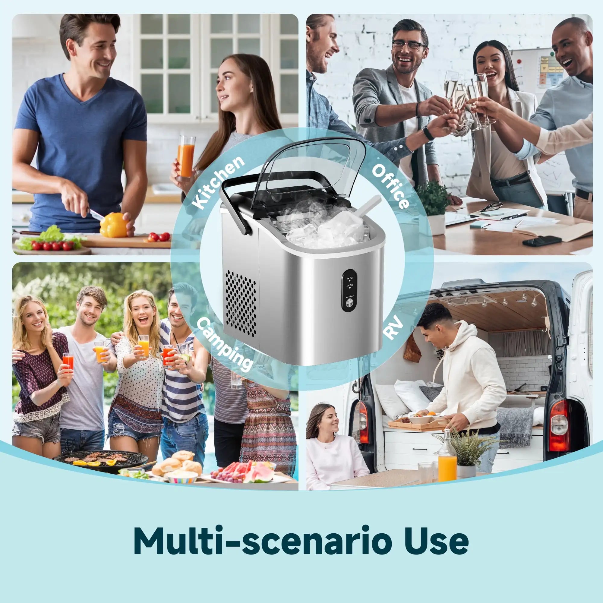 Simzlife Countertop Ice Maker with Handle – Portable Ice Machine with Basket & Scoop