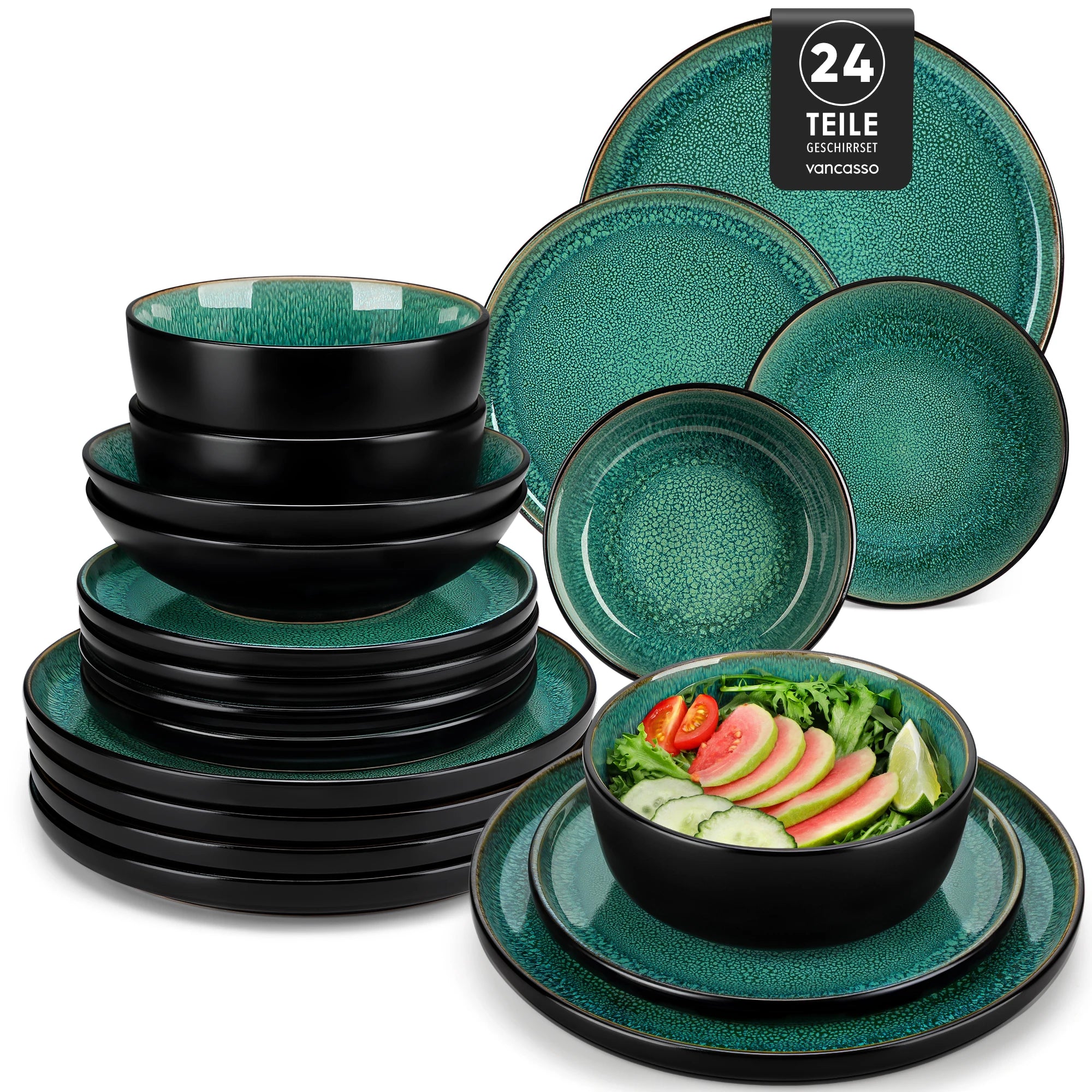 Vancasso 24-Piece Green Dinnerware Set