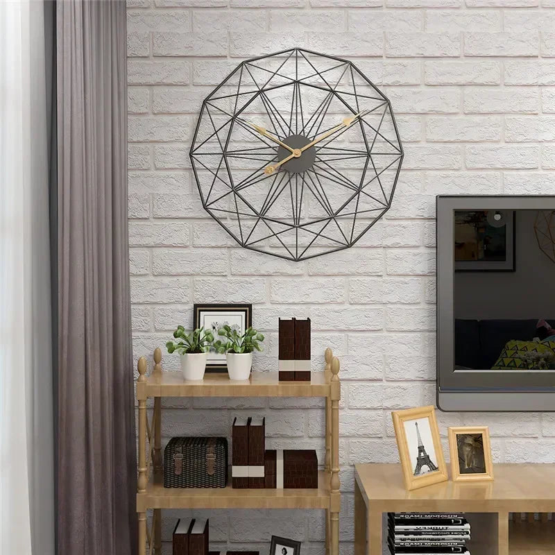 Vintage Industrial Style Wall Clock – 50cm Iron Geometric Design for Home & Office