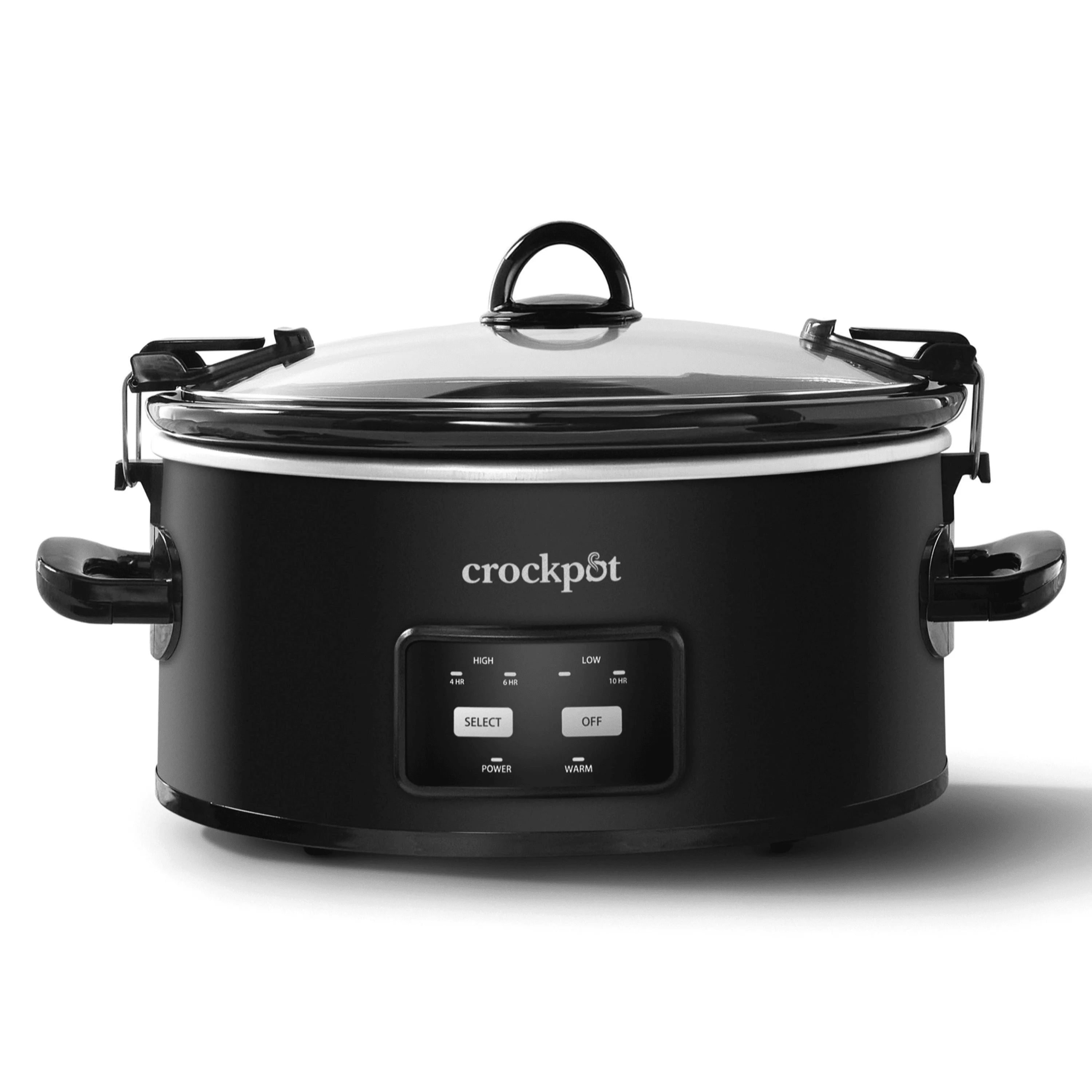 One-Touch Control 6-Quart Cook & Carry Slow Cooker, Matte Black