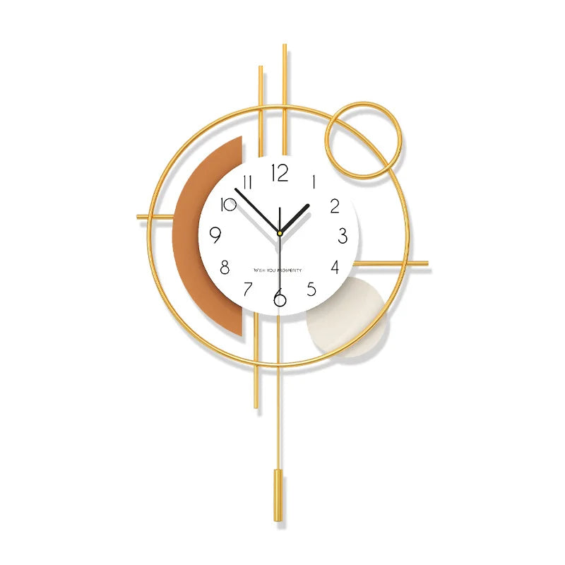 Elegant Luxury Wall Clock – Silent Pendulum Design for Living & Dining Room