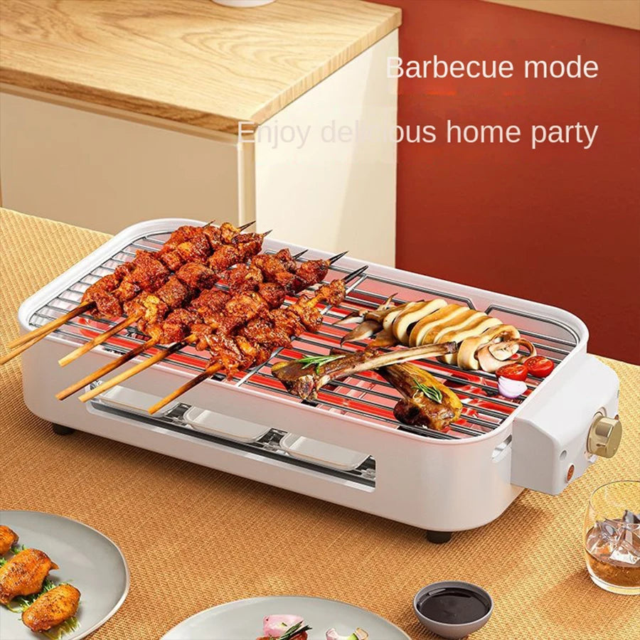 Portable Electric Indoor BBQ Grill – Nonstick, Smoke-Free with Adjustable Temperature