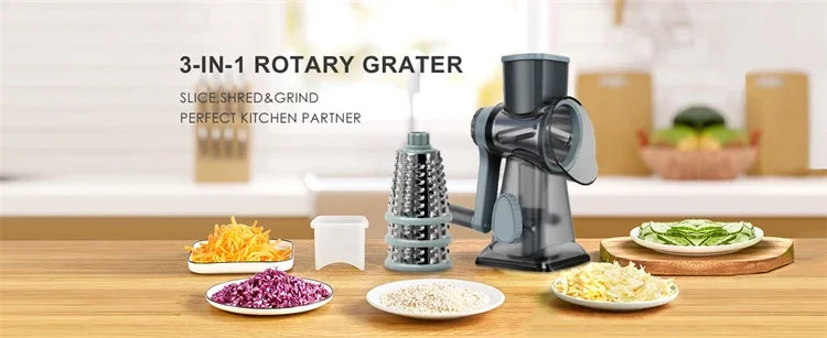 3-in-1 Rotary Cheese & Vegetable Grater