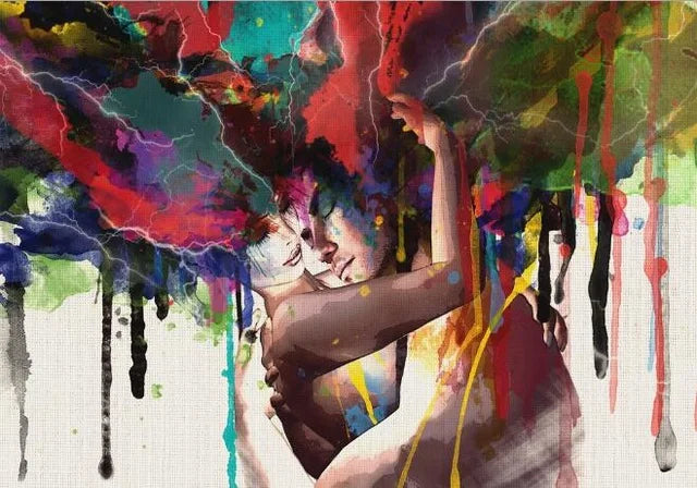 Modern Abstract Lover Portrait Canvas Prints – Wall Posters for Living Room Decor