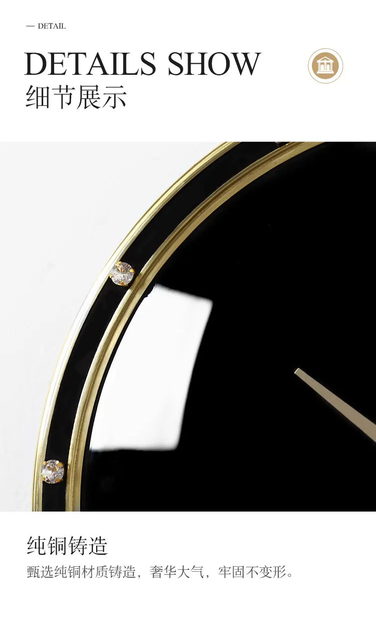 Nordic Light Luxury Wall Clock – Pure Copper, Silent Movement, Creative Living Room Decor