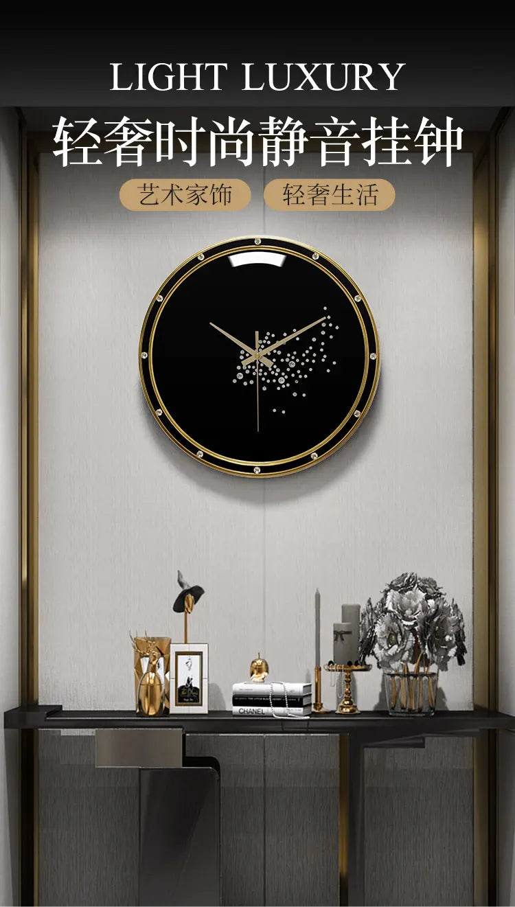 Nordic Light Luxury Wall Clock – Pure Copper, Silent Movement, Creative Living Room Decor