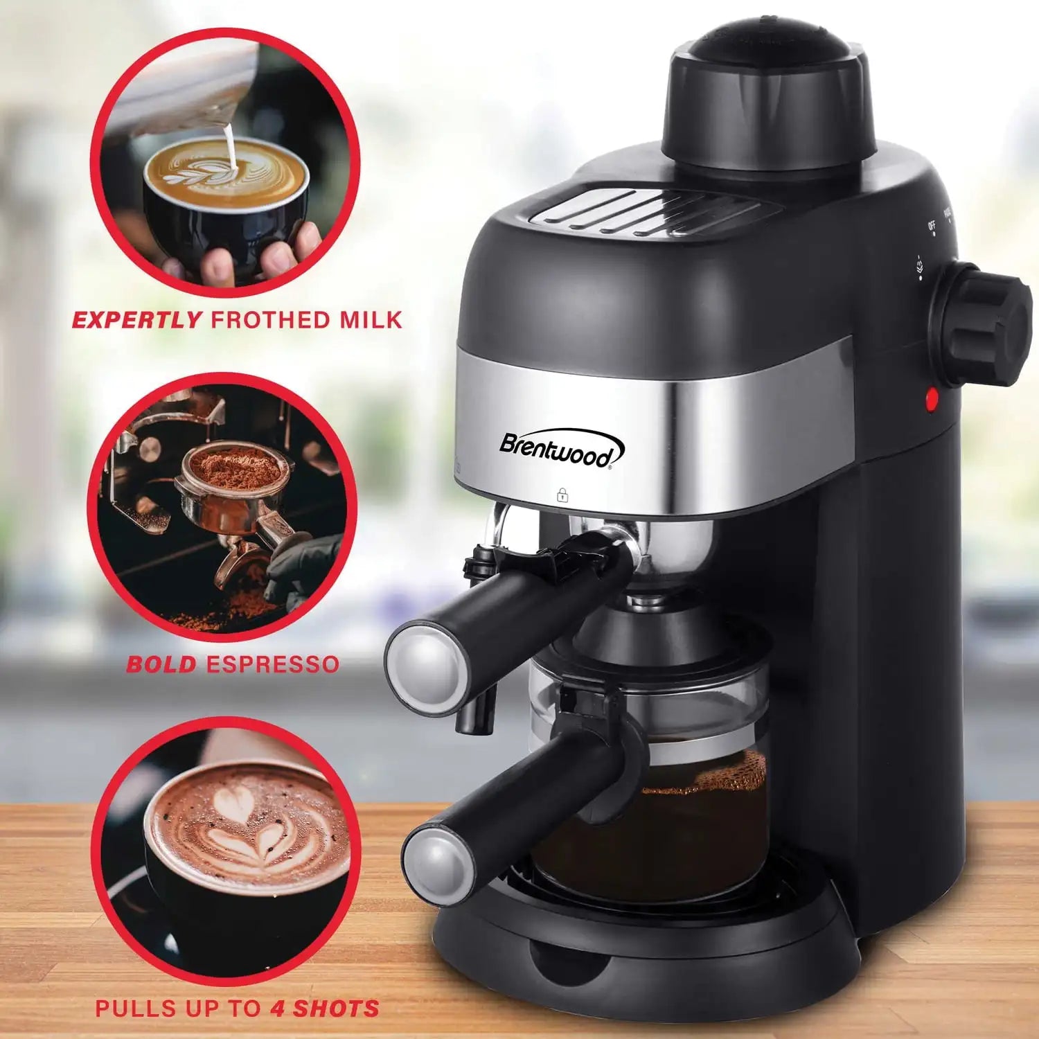 GA-134BK GA-134BK 4-Cup Stainless Steel Espresso and Cappuccino Maker Machine