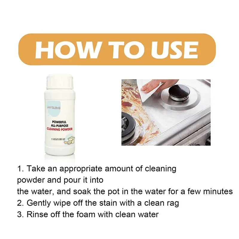 Powerful Kitchen Cleaner & Shoe Whitening Powder – One-Second Stain Remover