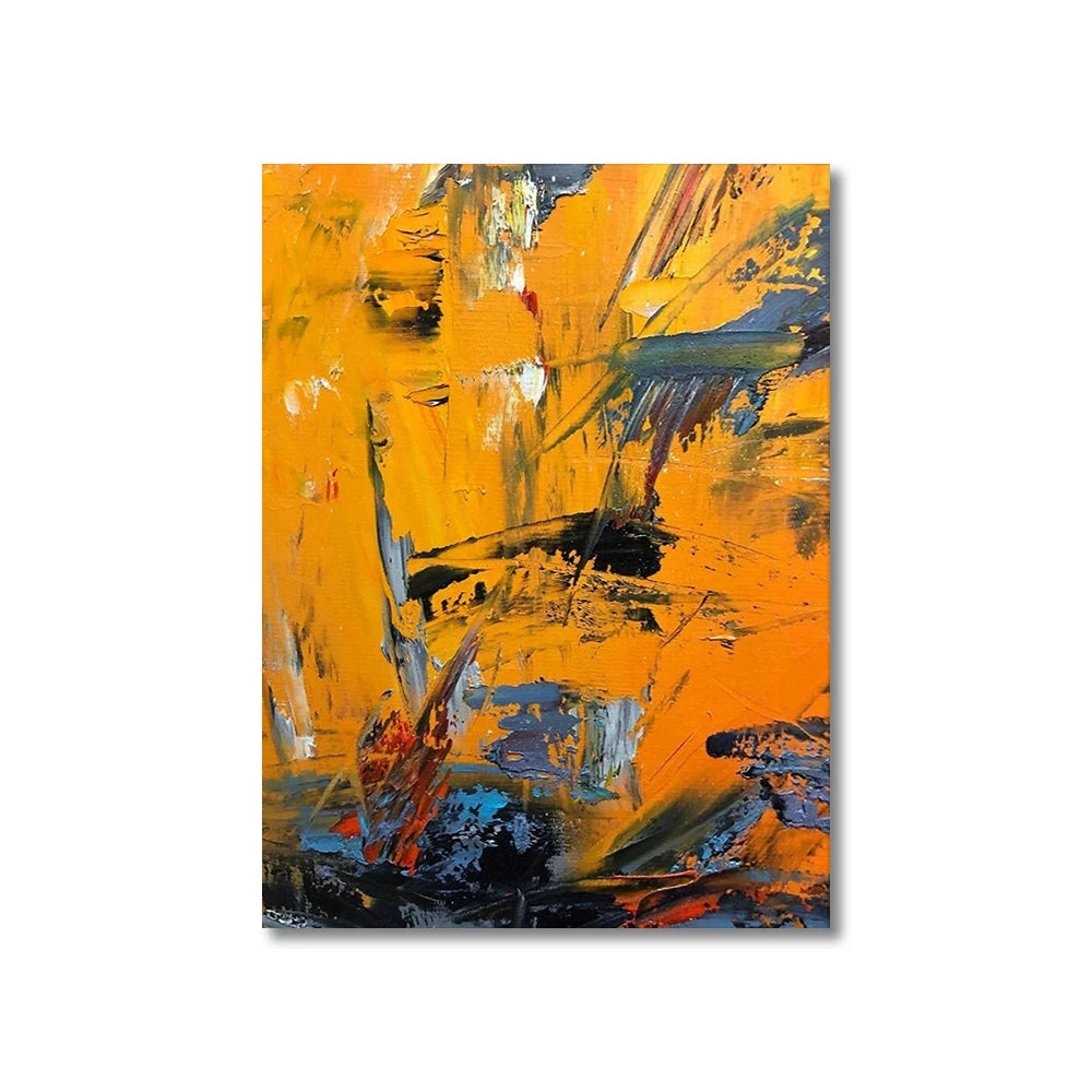 Contemporary Large Yellow & Orange Abstract Wall Art – Modern Oil Painting on Canvas