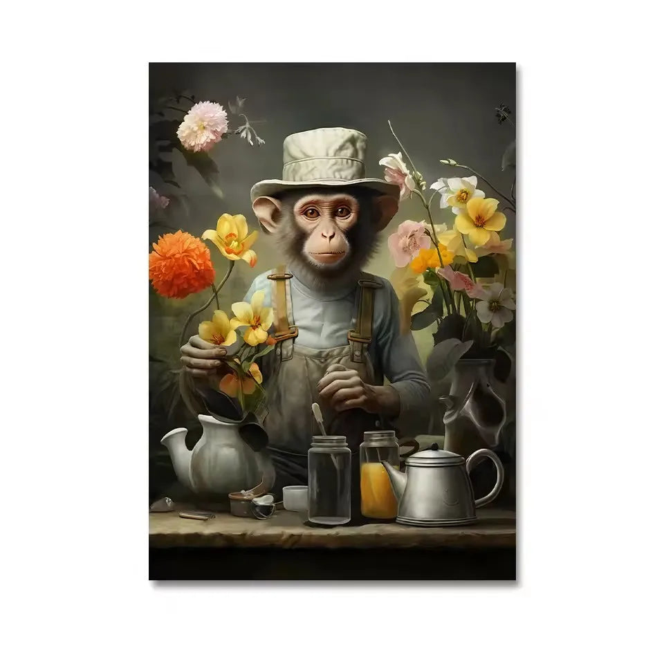 Funny Monkey Toilet Wall Art Poster