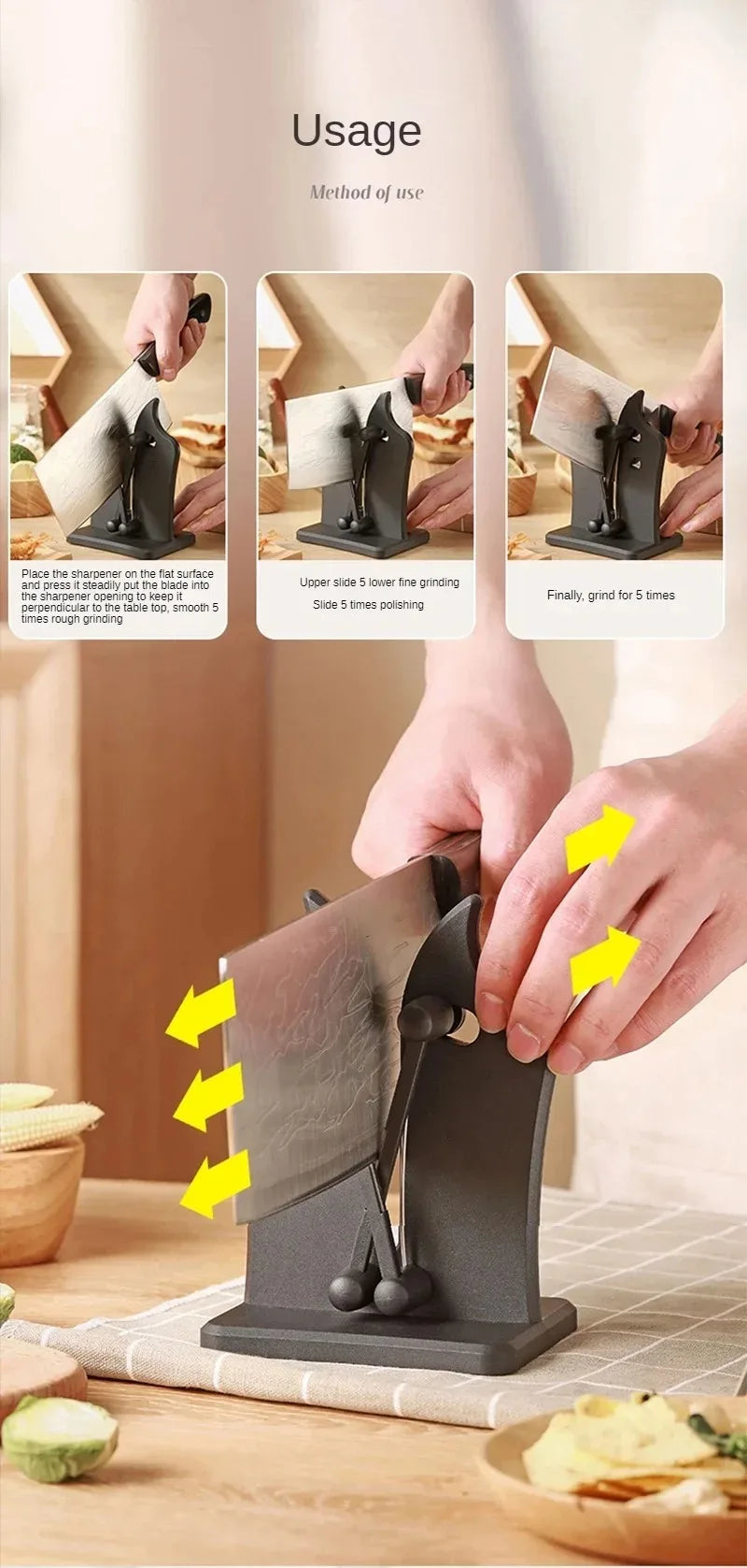Easy & Safe Knife Sharpener – Kitchen Sharpening Tool for Chef’s & Damascus Knives