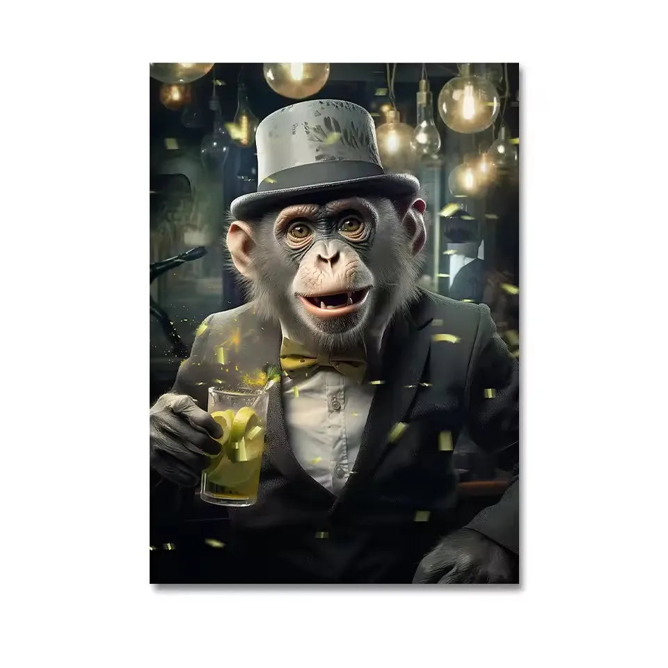 Funny Monkey Toilet Wall Art Poster