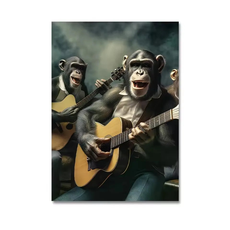 Funny Monkey Toilet Wall Art Poster