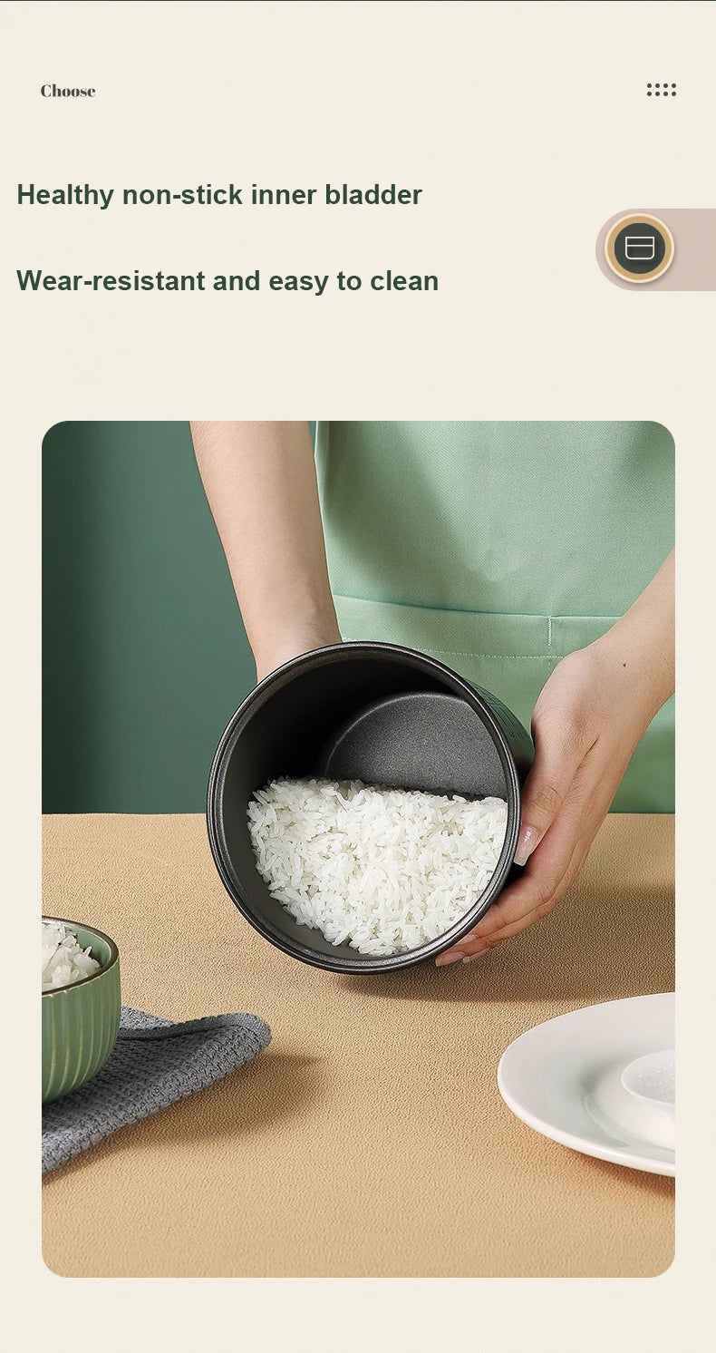 Mini Rice Cooker – Automatic Electric Steamer & Food Warmer for 1–2 People