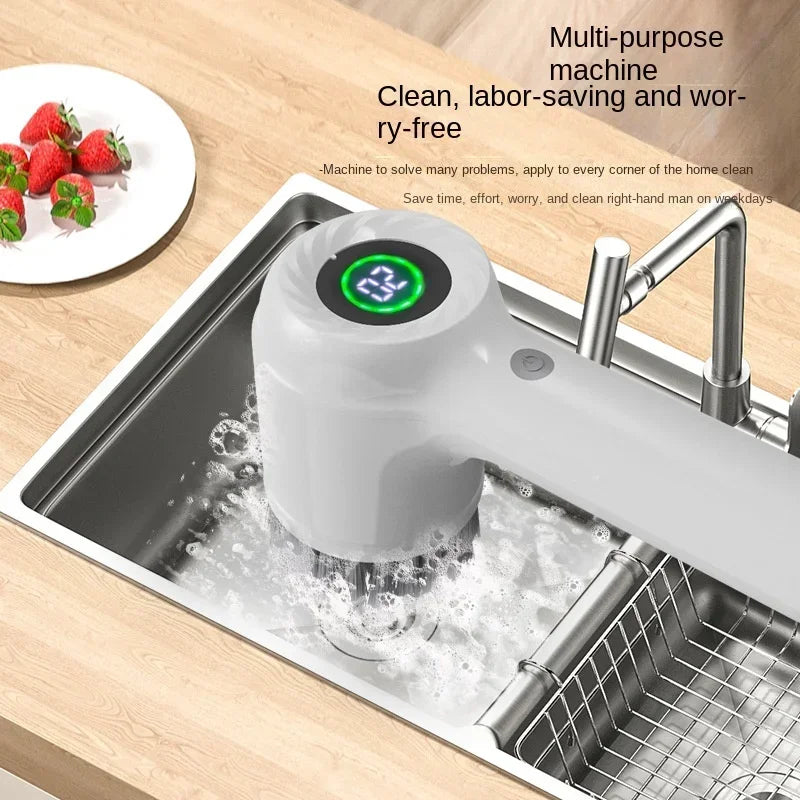 Electric Handheld Rotating Cleaning Brush – 5 Replaceable Heads for Kitchen, Shoes & Gaps