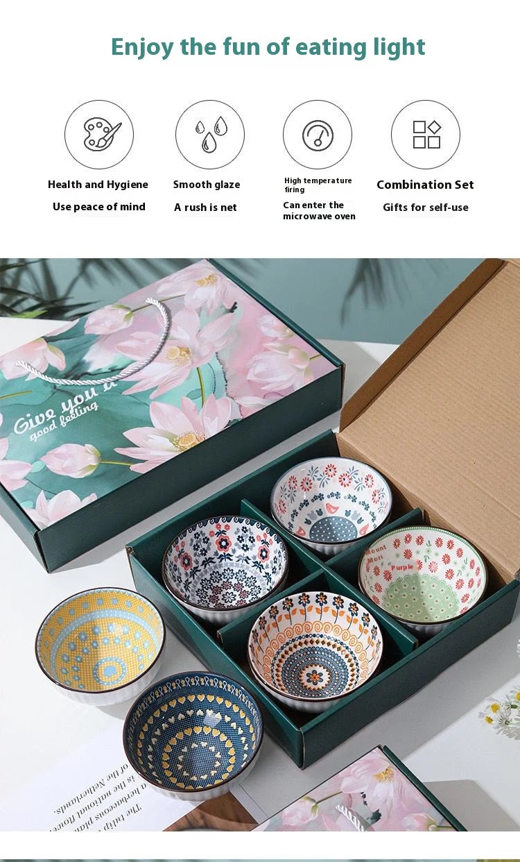 Porcelain Dessert, Salad & Snack Bowl Set – Microwave Safe Tableware Gift