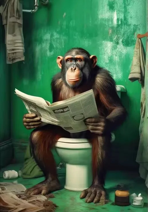 Funny Monkey Toilet Wall Art Poster