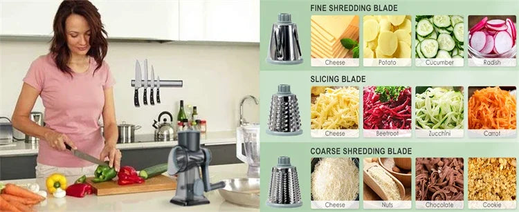 3-in-1 Rotary Cheese & Vegetable Grater