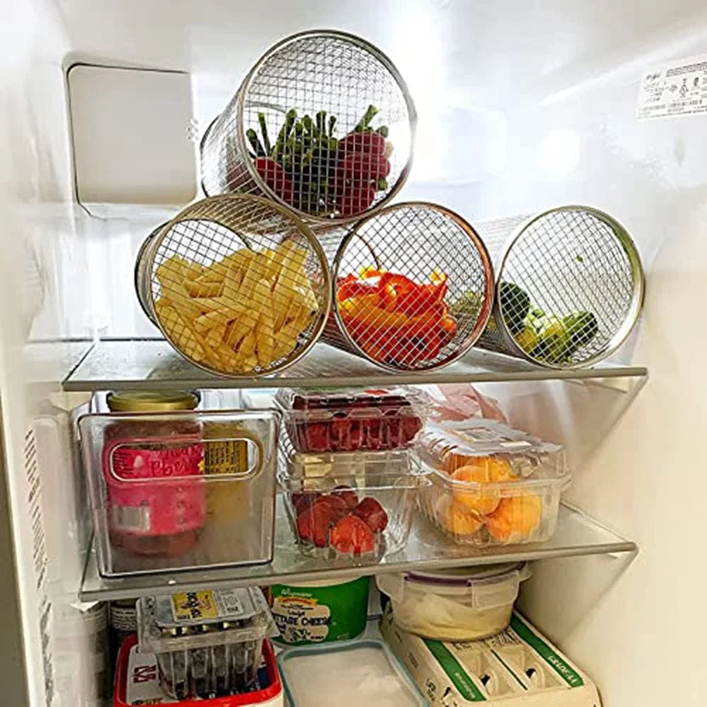 Outdoor Barbecue Grill Grate – Rolling Grill Basket for Camping & Picnic