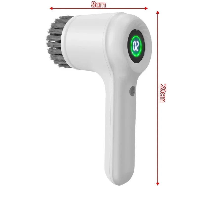 Electric Handheld Rotating Cleaning Brush – 5 Replaceable Heads for Kitchen, Shoes & Gaps