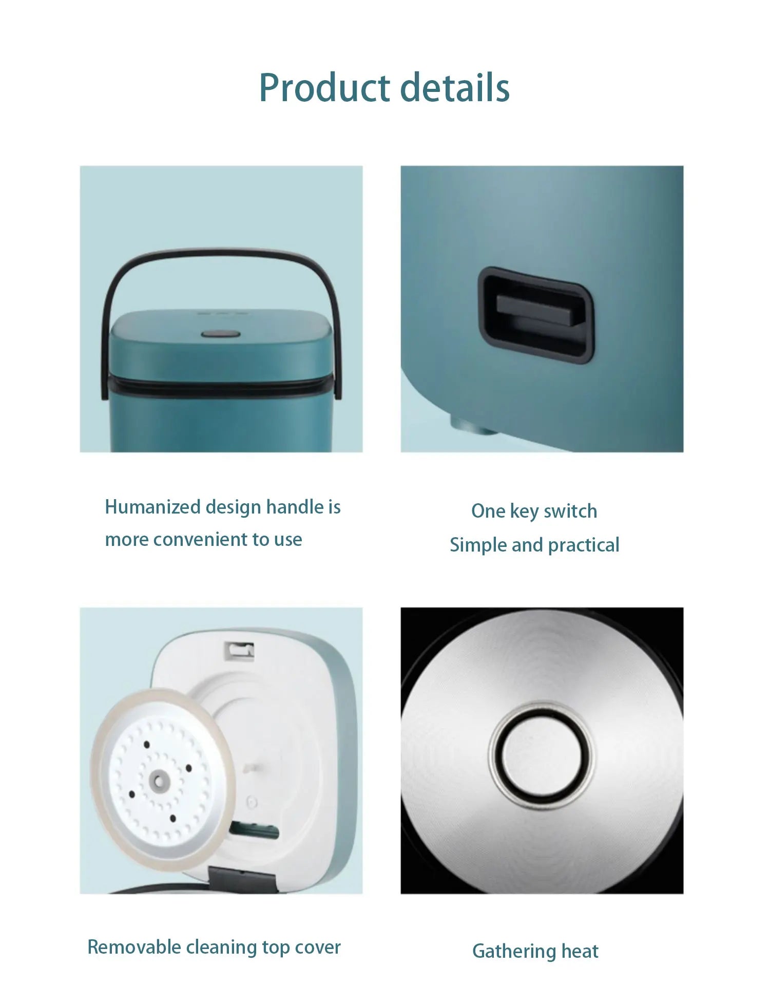 Mini Rice Cooker – Automatic Electric Steamer & Food Warmer for 1–2 People