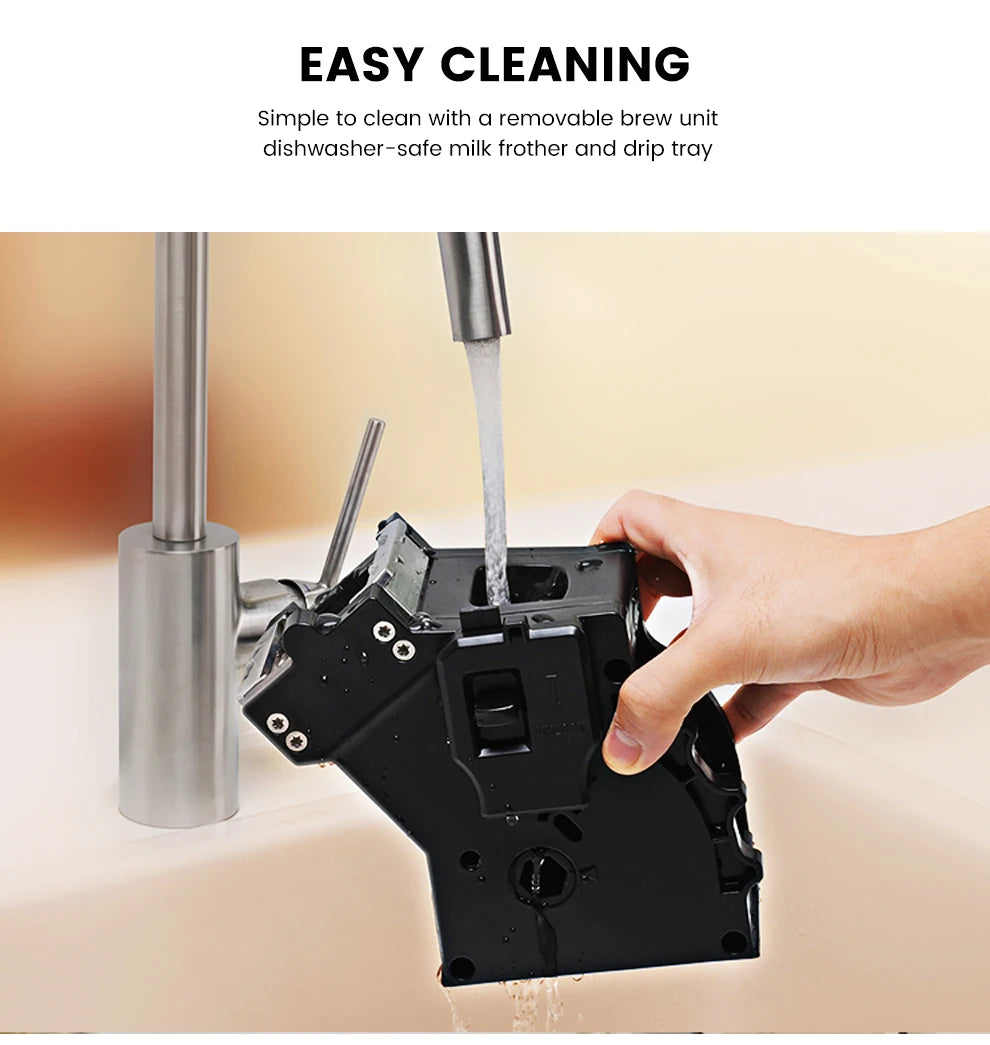 Mcilpoog WS203 Super Automatic Coffee Machine - 16 Flavor Cappuccino, Touchscreen, Milk Frother & Powder Hopper for Home Office