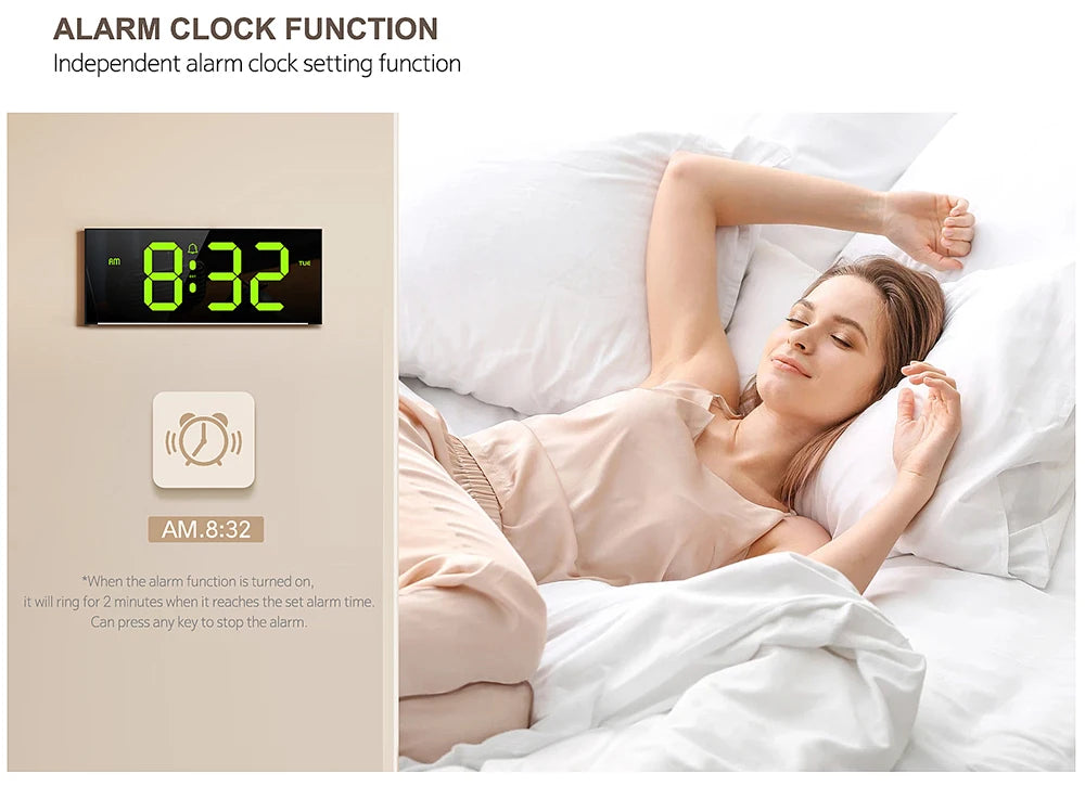 Digital LED Wall/Table Clock – Remote Control, Night Light & Mood Lighting