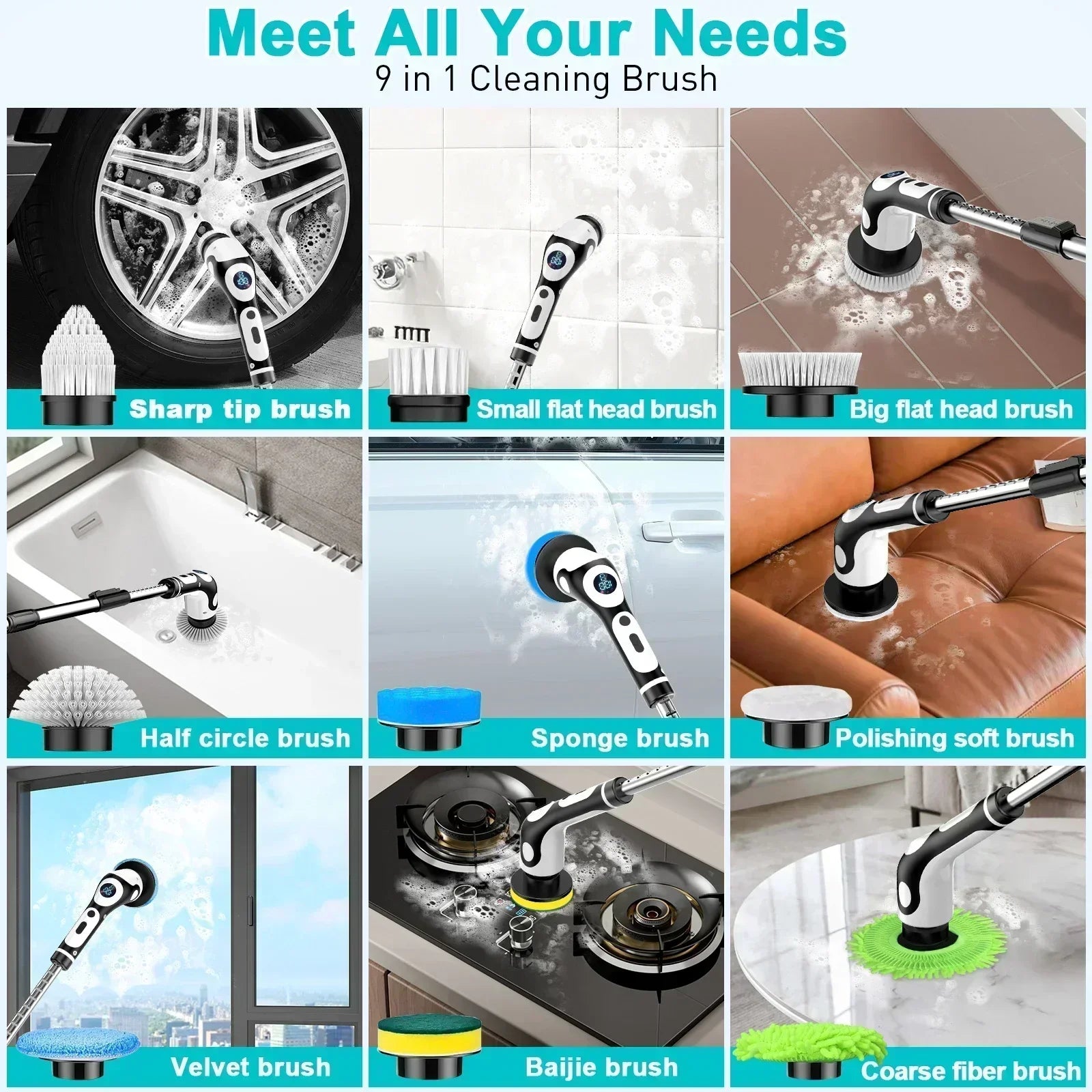 TINSOL 11-in-1 Electric Cleaning Brush