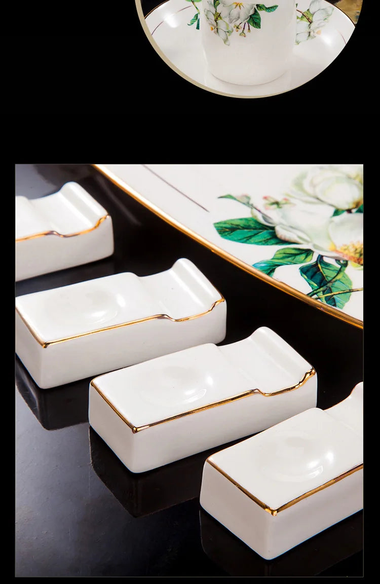 Fine Floral China Dinnerware Set – Porcelain Plates & Bowls, 28/60 Pcs Full Set