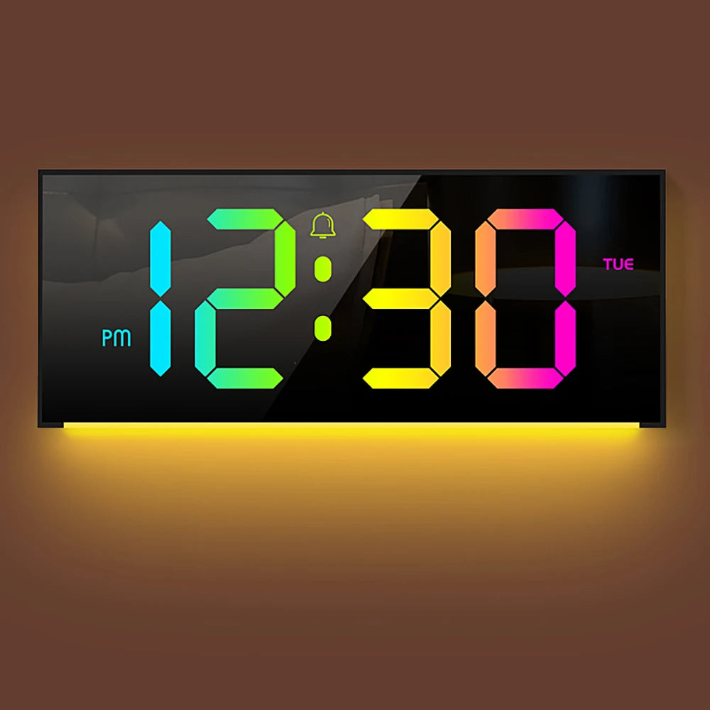 Digital LED Wall/Table Clock – Remote Control, Night Light & Mood Lighting