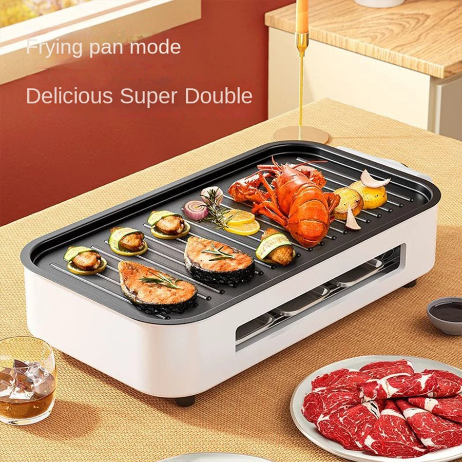 Portable Electric Indoor BBQ Grill – Nonstick, Smoke-Free with Adjustable Temperature