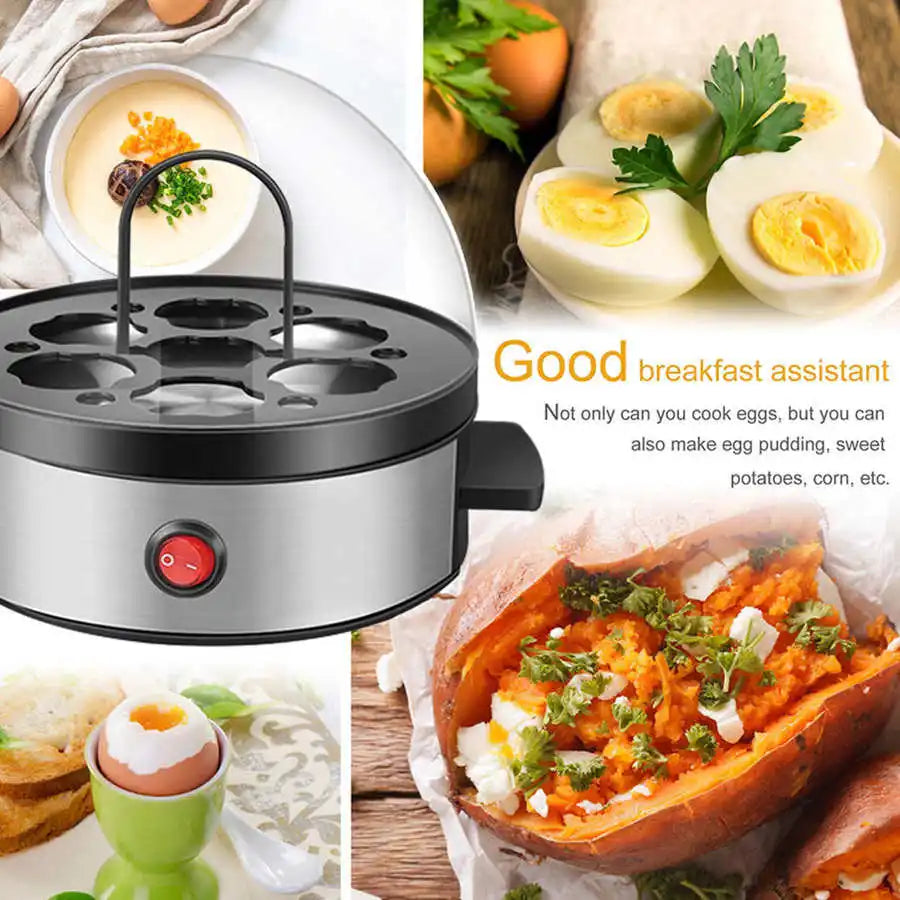 Mini Electric Egg Cooker – Stainless Steel 7-Egg Steamer Boiler, EU 220V