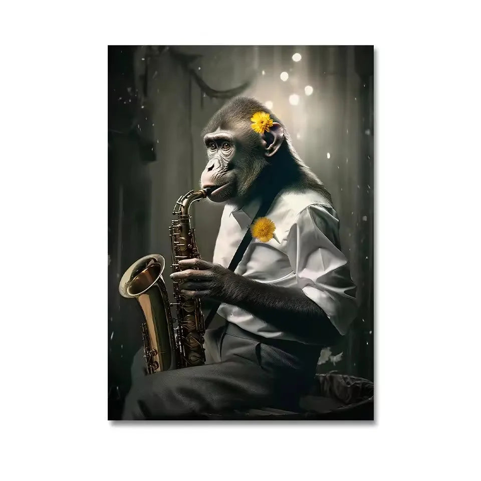 Funny Monkey Toilet Wall Art Poster