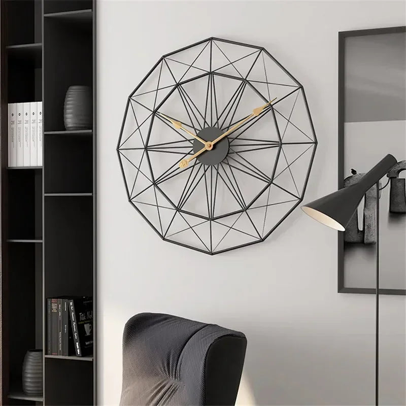 Vintage Industrial Style Wall Clock – 50cm Iron Geometric Design for Home & Office