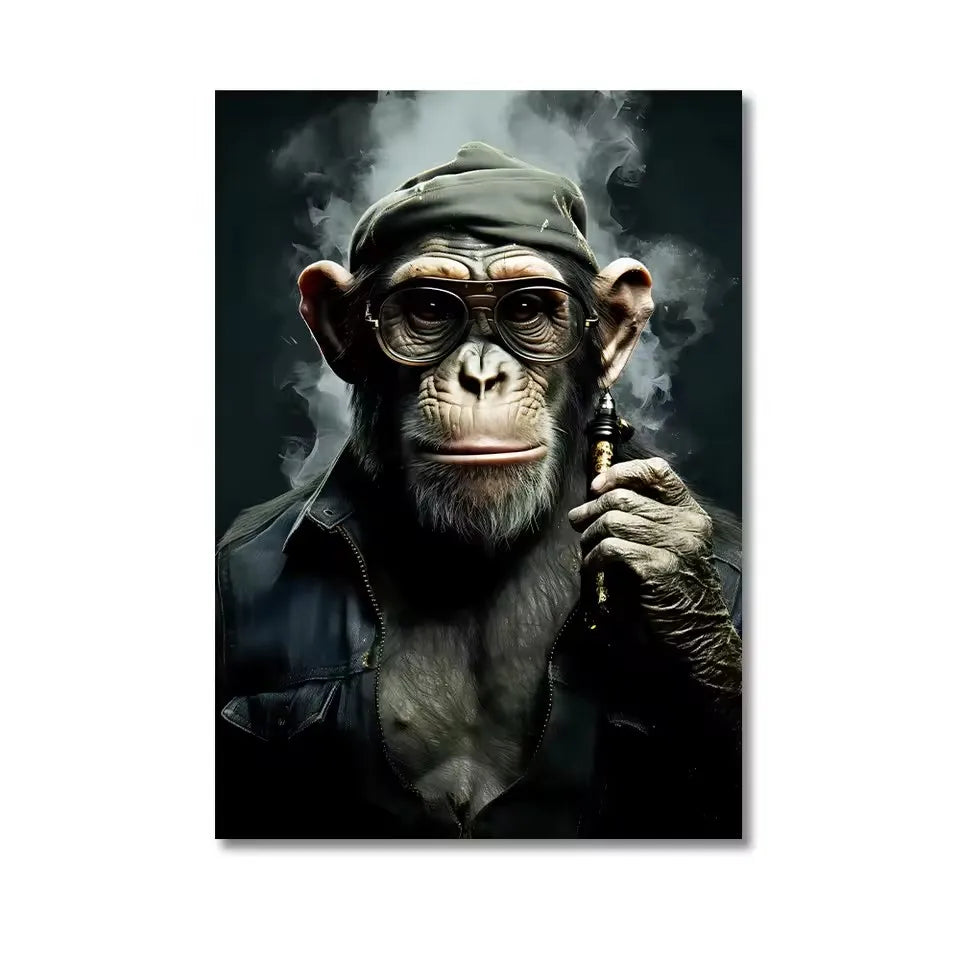 Funny Monkey Toilet Wall Art Poster