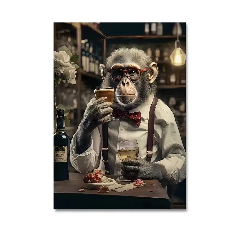 Funny Monkey Toilet Wall Art Poster