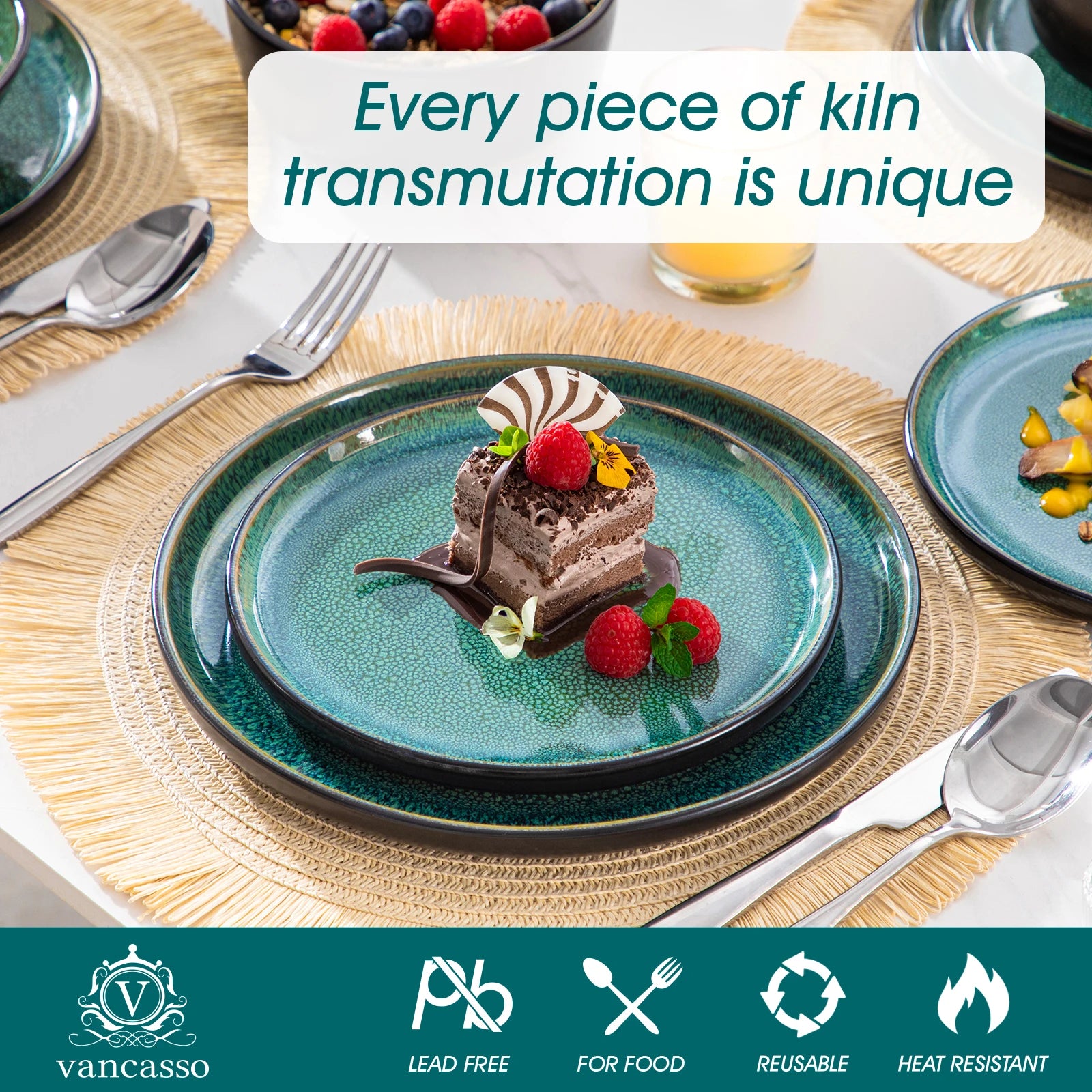 Vancasso 24-Piece Green Dinnerware Set