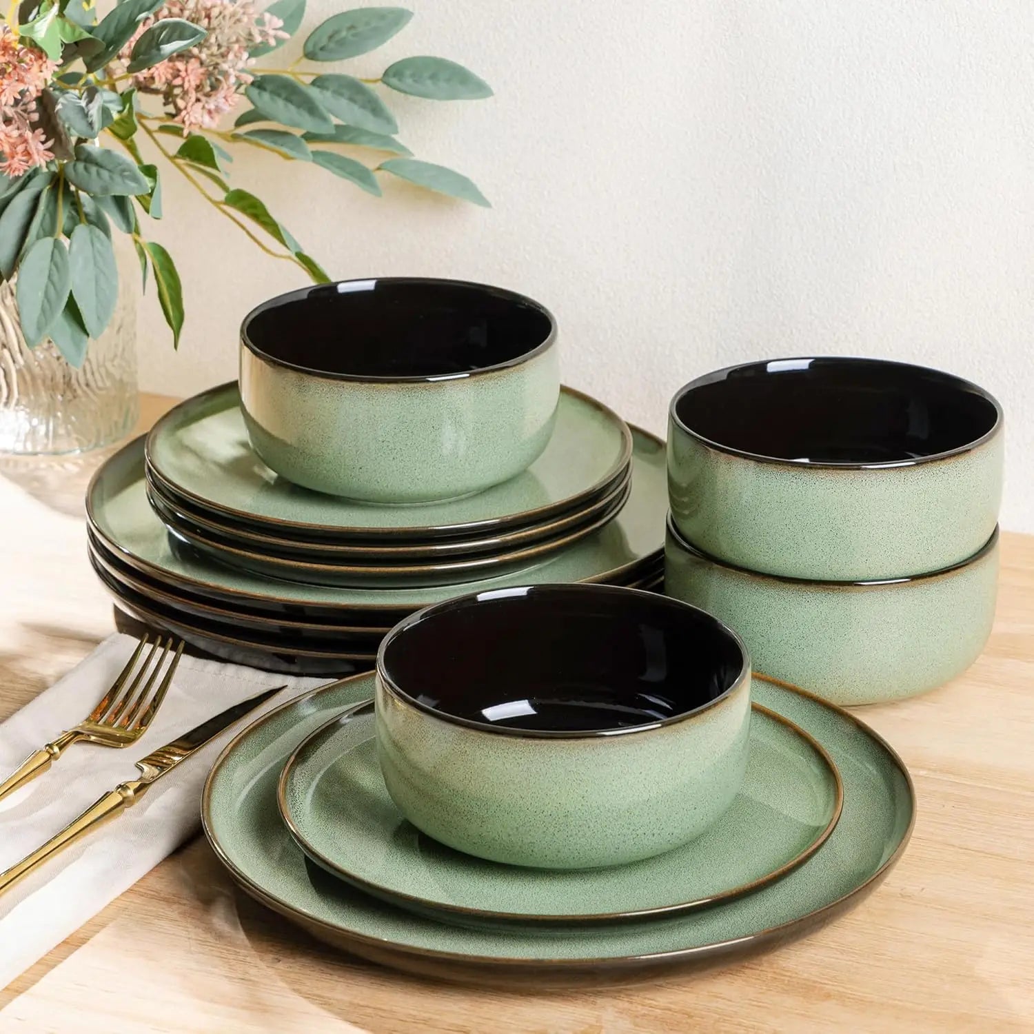 12-Piece Ceramic Dinnerware Set for 4