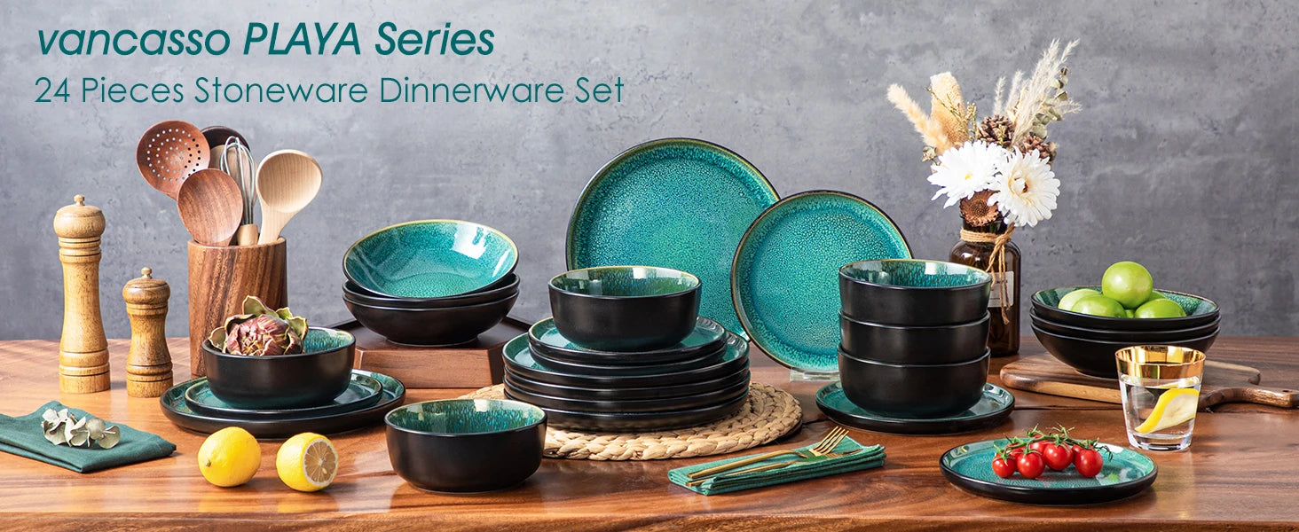 Vancasso 24-Piece Green Dinnerware Set