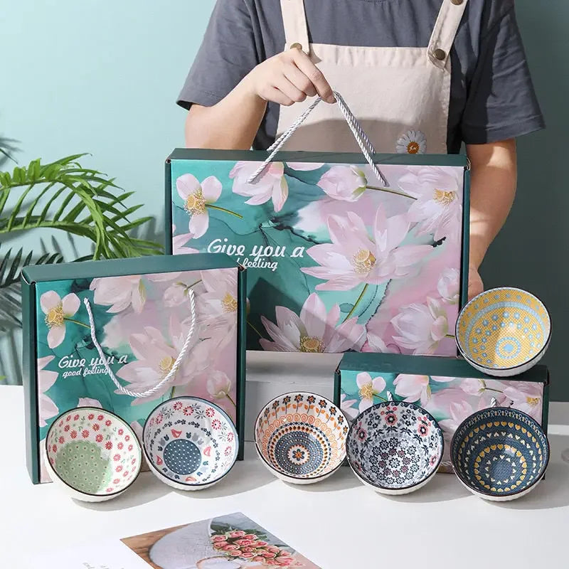 Porcelain Dessert, Salad & Snack Bowl Set – Microwave Safe Tableware Gift