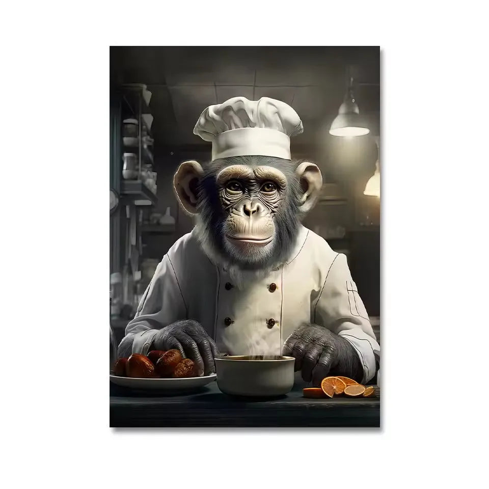 Funny Monkey Toilet Wall Art Poster