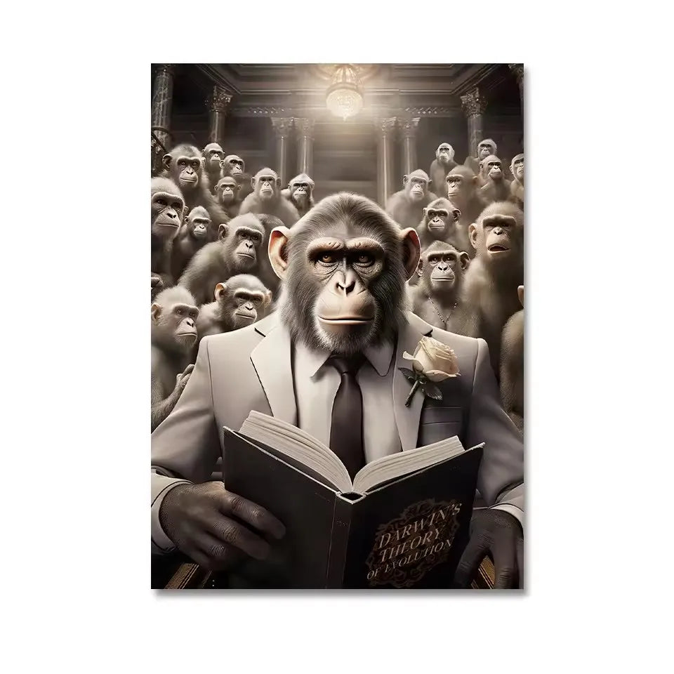 Funny Monkey Toilet Wall Art Poster