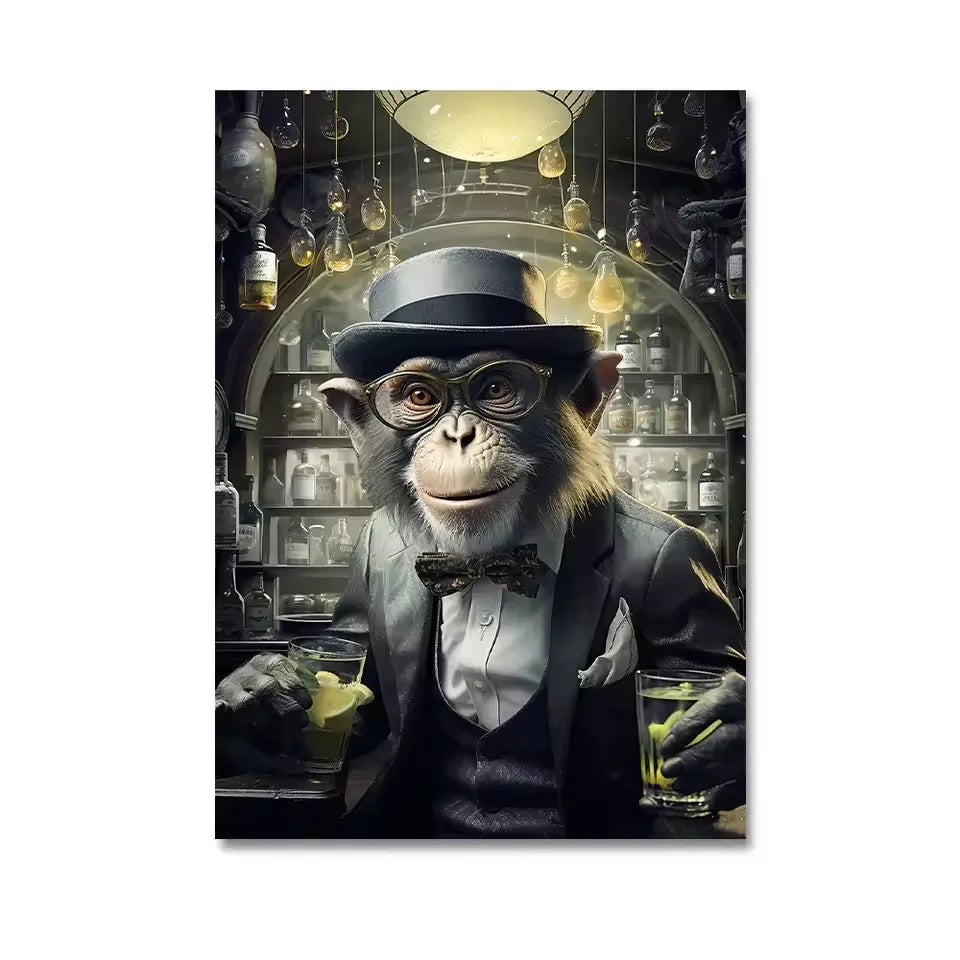 Funny Monkey Toilet Wall Art Poster