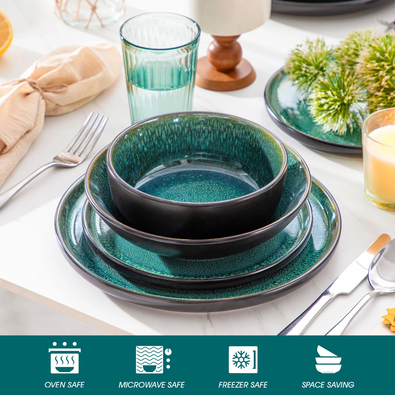 Vancasso 24-Piece Green Dinnerware Set