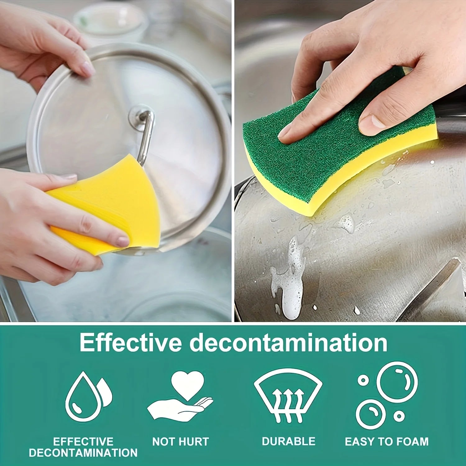 Multifunctional Double-Sided Cleaning Sponge – Strong Decontamination for Dishwashing