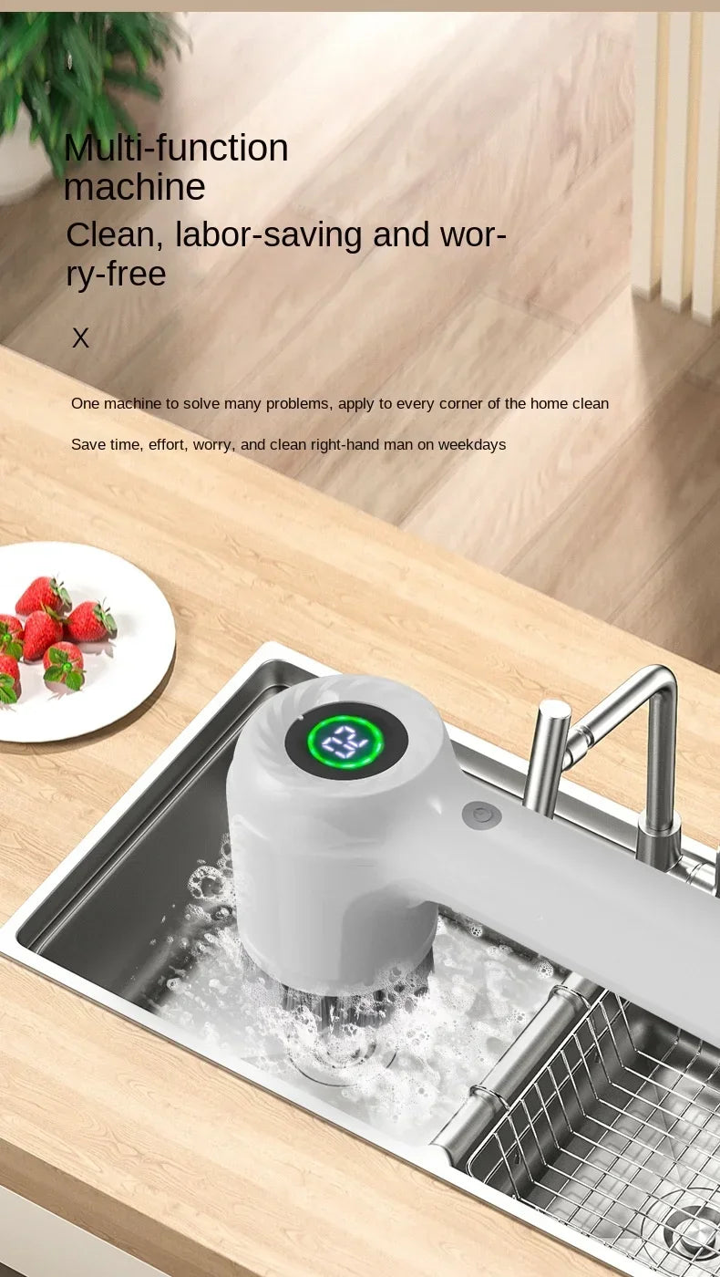 Electric Handheld Rotating Cleaning Brush – 5 Replaceable Heads for Kitchen, Shoes & Gaps