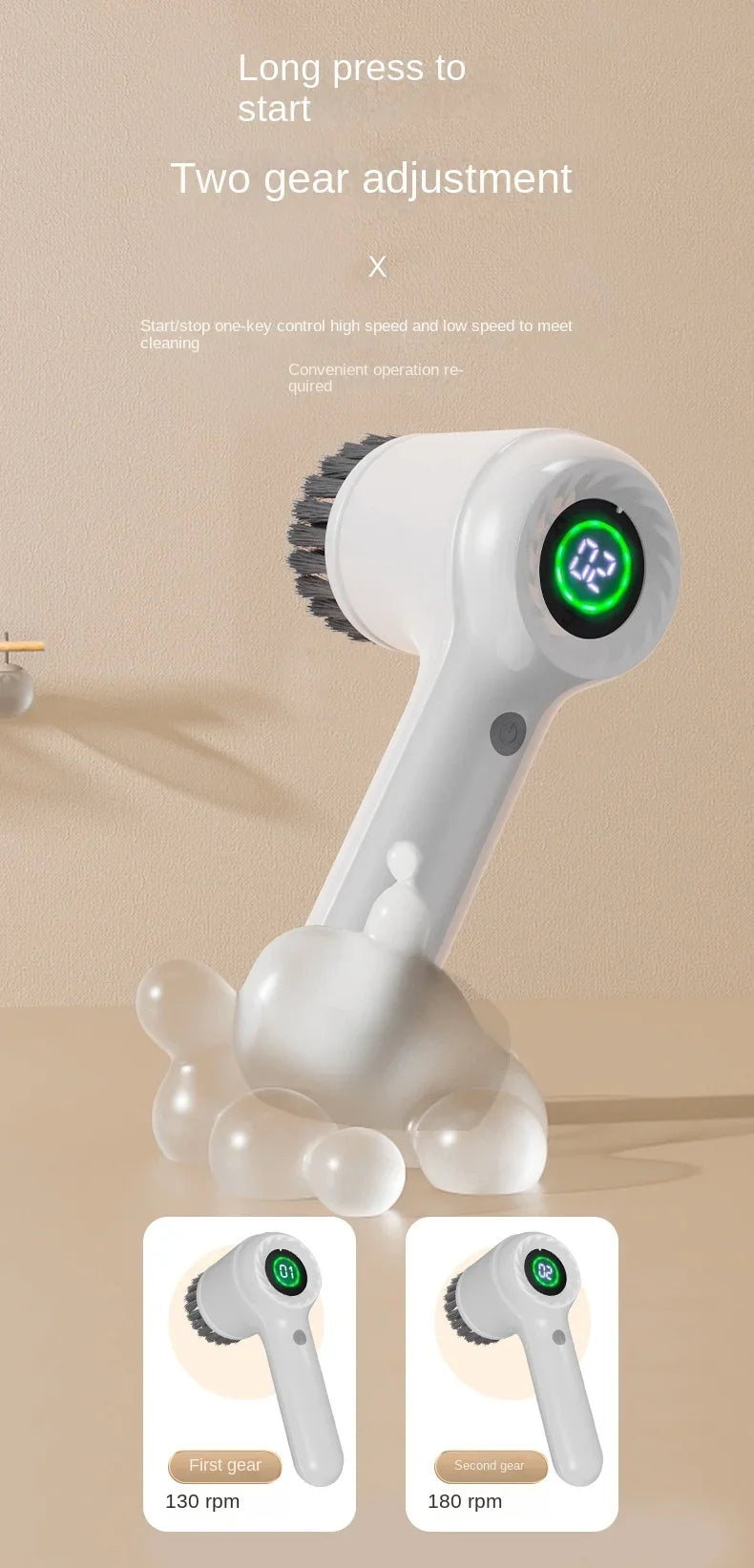 Electric Handheld Rotating Cleaning Brush – 5 Replaceable Heads for Kitchen, Shoes & Gaps