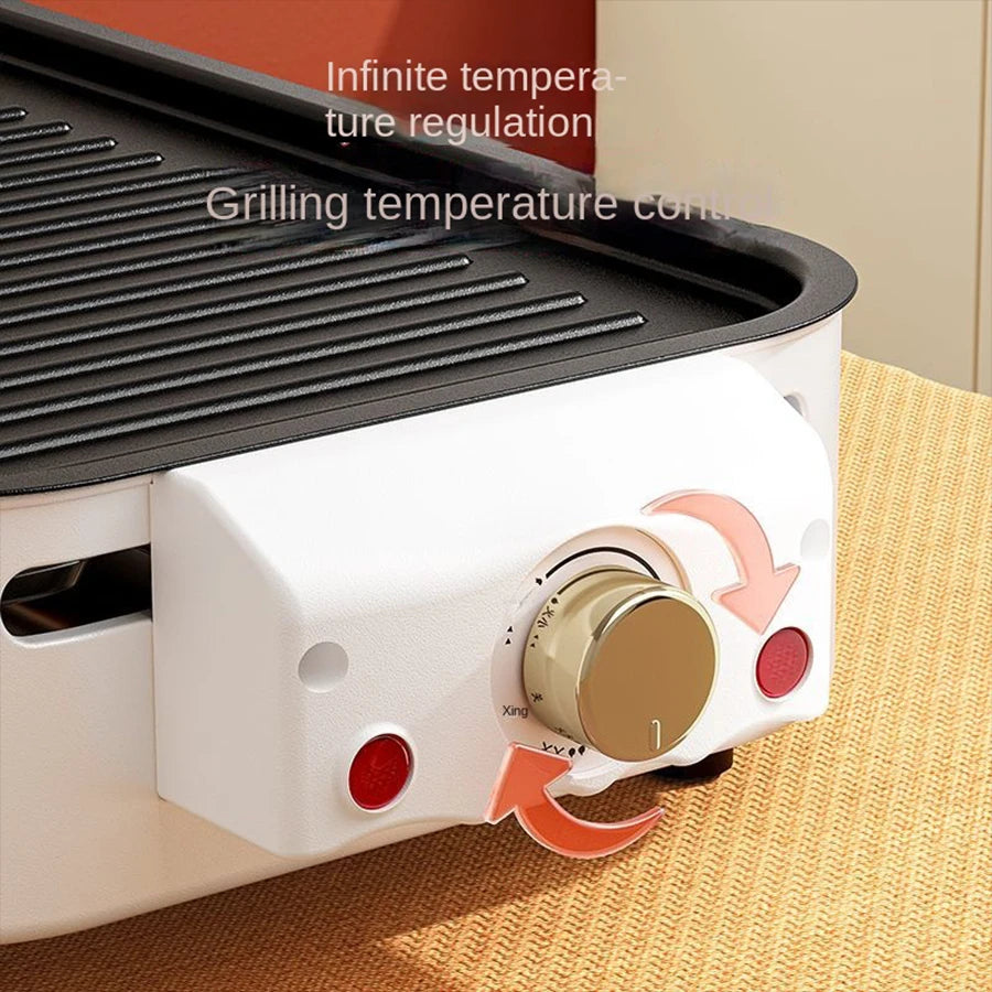 Portable Electric Indoor BBQ Grill – Nonstick, Smoke-Free with Adjustable Temperature