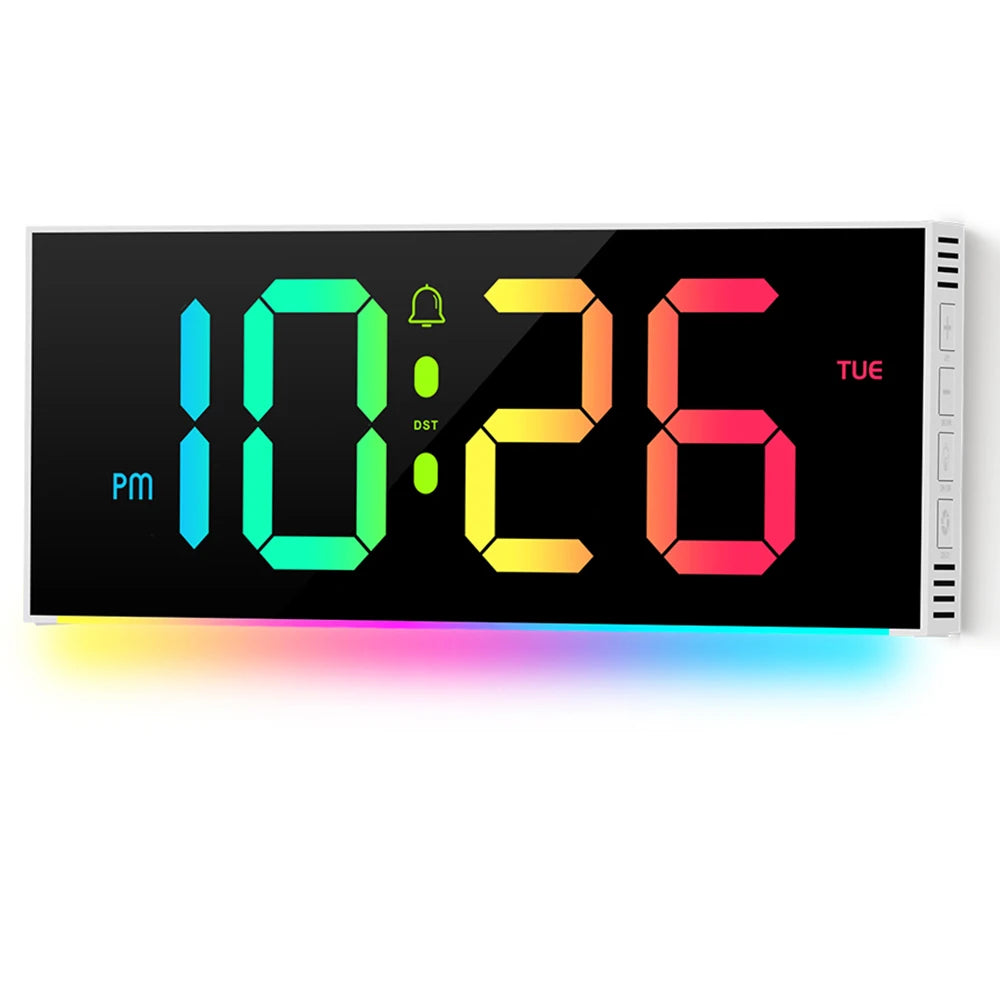 Digital LED Wall/Table Clock – Remote Control, Night Light & Mood Lighting