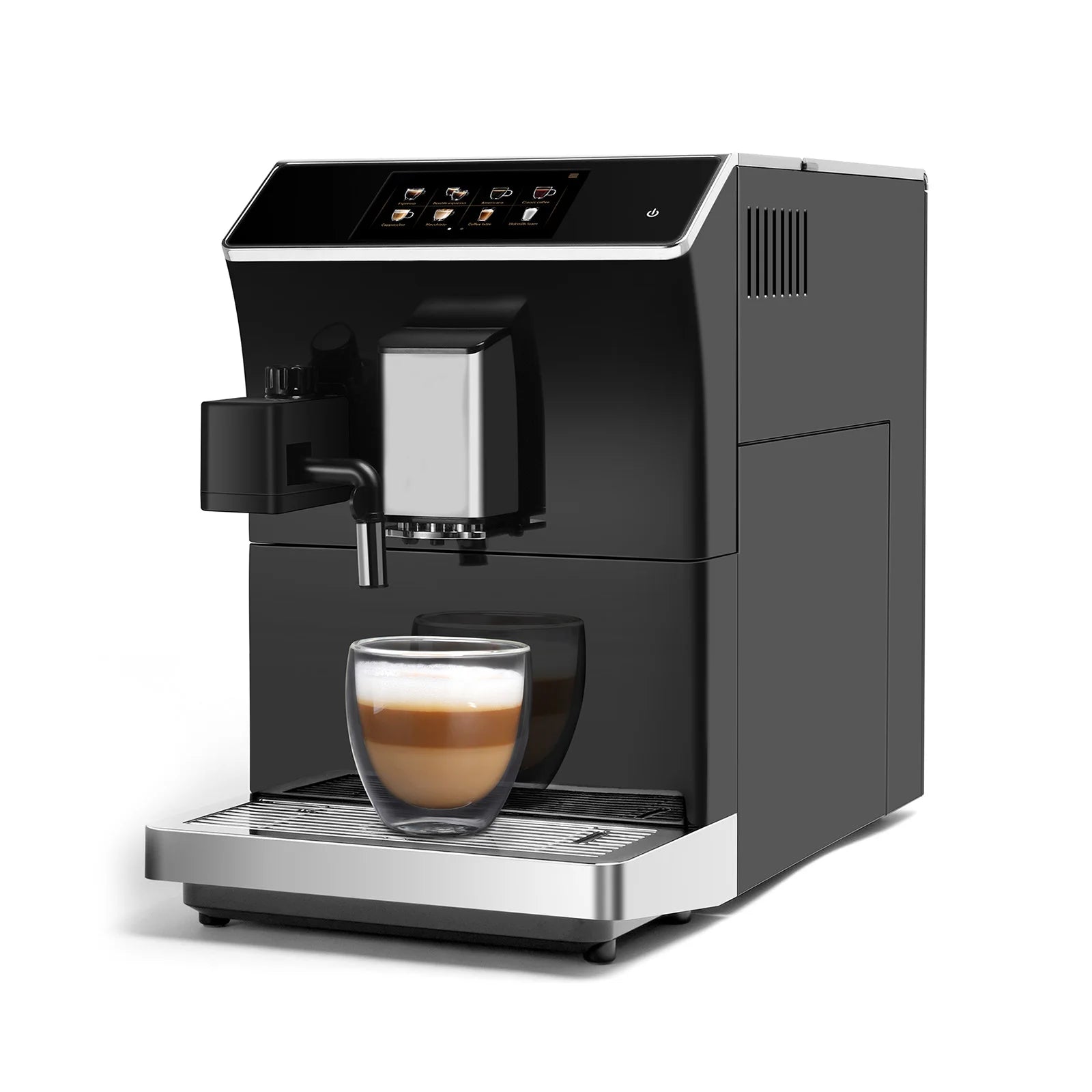 Mcilpoog WS203 Super Automatic Coffee Machine - 16 Flavor Cappuccino, Touchscreen, Milk Frother & Powder Hopper for Home Office